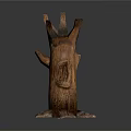 Artistic Wooden Sculpture With Tree Stump Shape Central Hollow Hole And Natural Carved Details