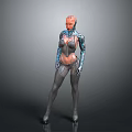 Cyberpunk Female Character 3D Model With Mechanical Arms And Futuristic Design