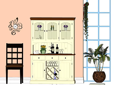 American Wine Cabinet Country Sideboard 3d model