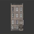 Traditional Multi Story Residential Building Exterior With Stairs Entrance And Multiple Windows