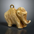 Mammoth Shaped Decorative Figurine With Striped Design And Hanging Loop For Home Decor