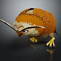 Artistic Owl with Orange Brown Feather Patterns Blue Eyes and Yellow Claws