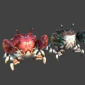 Fantasy Crab Creature Characters With Red And Dark Shells And Sharp Claws Design 3d model