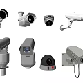 Various Surveillance Cameras With Different Designs For Home And Office Security 3d model