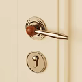 Elegant Door Handle With Wooden Knob And Metal Lever On White Door