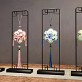 Traditional Chinese Decorative Pendants With Colorful Floral Patterns And Tassel Details