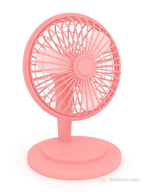 Pink Desktop Fan With Sleek Design For Home Office Cooling Use 3d model 