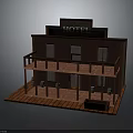 Rustic Hotel Interior Design With Wooden Structure Balcony And Decorative Barrels