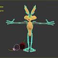 Red Animated Game Character With Large Ears Outstretched Arms And Bomb
