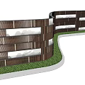 Modern Curved Wooden Slat Feature Wall With Windows And Mountain View Near Lawn