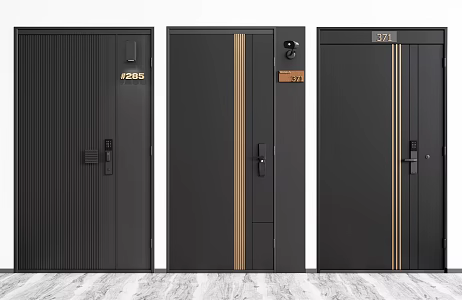 Modern security door entry door single door anti-theft password door 3d model