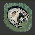 Detailed Fortress Model Featuring Tower Buildings Defensive Walls and Green Water