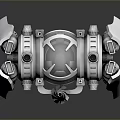 3D Rendered Mechanical Structure With Spherical Body And White Wing Elements