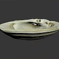 White Clam Shell With Oval Shape Textured Edge And Small Hole On Dark Background