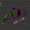 Green Sci-Fi Military Aircraft Model Featuring Twin Engines Front Missile And Unique Wings