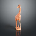 Detailed Game Movie Character Giraffe Wooden Sculpture With Spotted Pattern Long Neck And Legs
