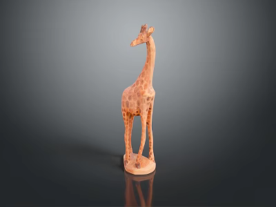 Detailed Game Movie Character Giraffe Wooden Sculpture With Spotted Pattern Long Neck And Legs 3d model