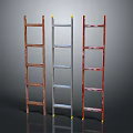 Three Different Colored Ladders With Brown Silver Red Frames And Yellow Non Slip Pads