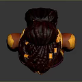 Detailed 3D Woman Bust Sculpture with Braided Hair Gold Ornaments and Purple Orange Top