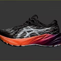 Modern Streamlined Running Shoes With Black Upper White Patterns Red Outsole And Pink Accents