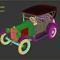 Green Vintage Car With Black Top Shiny Body And Classic Retro Design