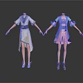 Traditional And Modern Style Apparel With White Blue Pink Dresses And Golden Details
