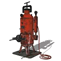 Red Industrial Equipment With Vertical Structure Pipes Valves Stand And Hose