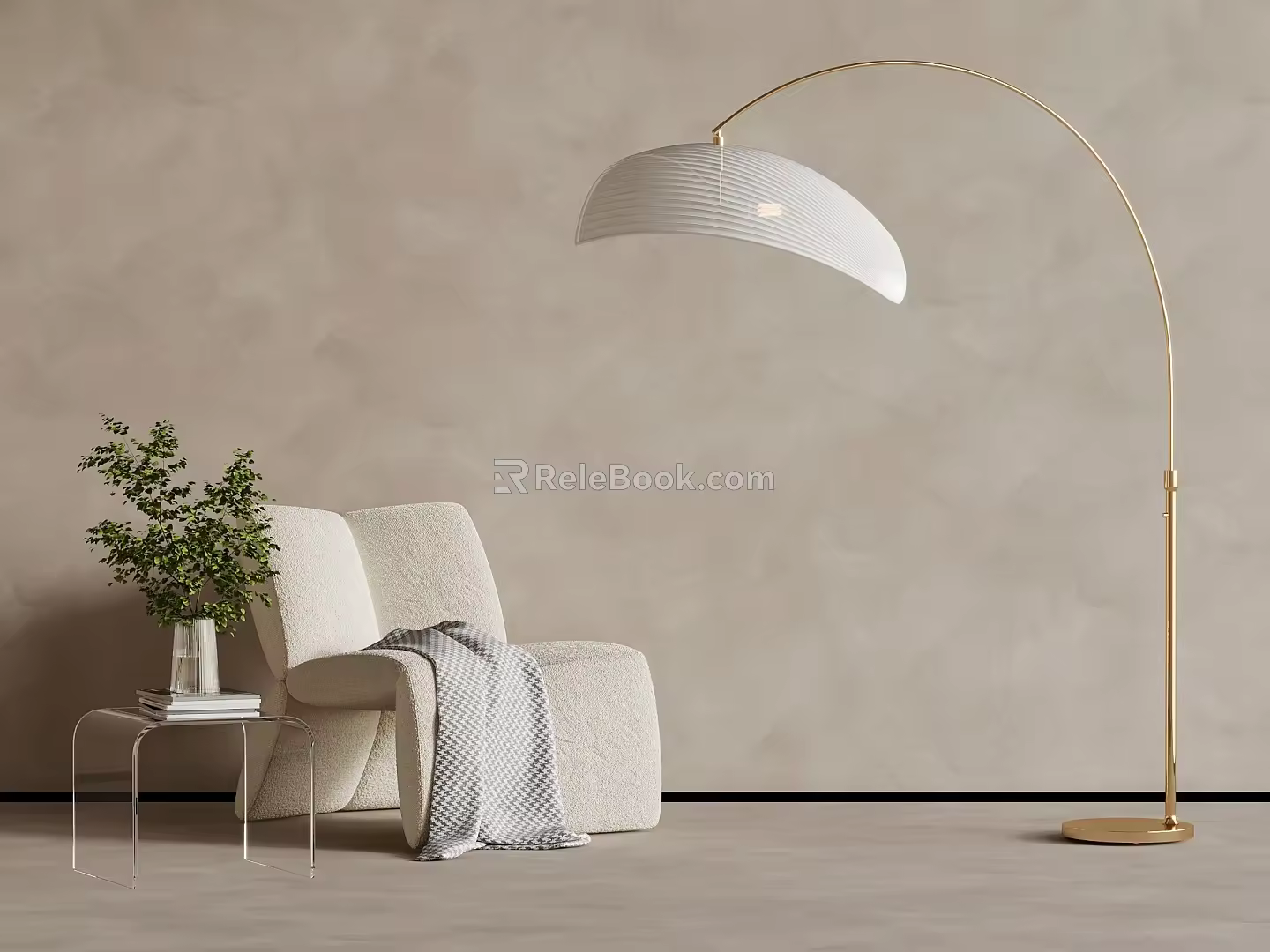 Modern Cream Style Casual Sofa Single Sofa Side Floor Lamp 3d model