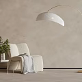 Modern Cream Style Casual Sofa Single Sofa Side Floor Lamp 3d model