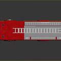 Red And Yellow Fire Truck With Ladder And Rescue Sign On Reflective Surface