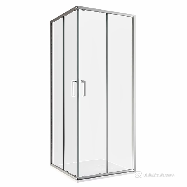 Modern Shower Sauna Enclosure With Glass Doors And Metal Frame Design 3d model 