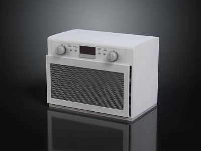 Sleek White Kitchen Countertop Appliance With Digital Display And Mesh Front Panel 3d model