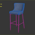 Light Purple Quilted Fabric Bar Stool With Metal Cross Support Legs