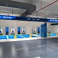 Xpeng Super Charging Station With Blue Floor Parking Spaces And Yellow Cones