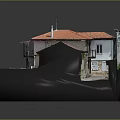 Traditional House 3D Model With Red Roof Section View And Interior Structure 3d model
