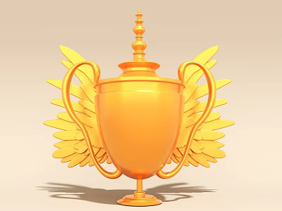 Stunning Golden Trophy With Decorative Wings And Detailed Base Design 3d model Stunning Golden Trophy With Decorative Wings And Detailed Base Design 3d model