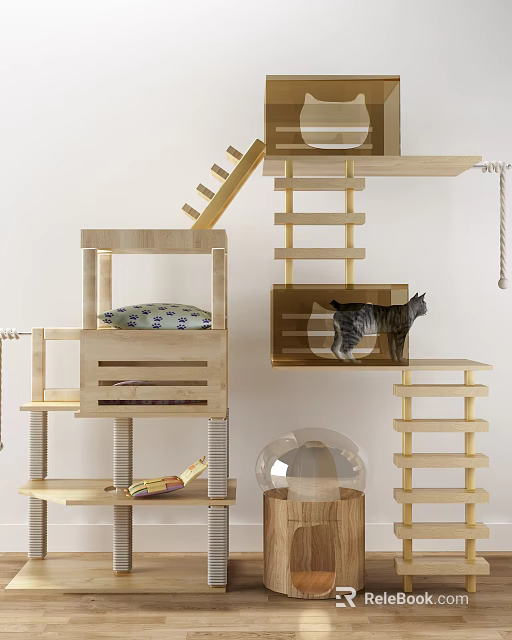 Wooden Multi Tiered Garden Decor With Platforms Stairs And Rest Areas 3d model 