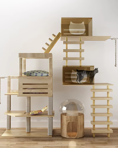 Wooden Multi Tiered Garden Decor With Platforms Stairs And Rest Areas 3d model