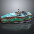 Vintage Teal Rusted Boat Exterior With Weathered Metal And Classic Design