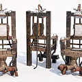 Three Vintage Hardware Tools Featuring Sturdy Metal Frames And Mechanical Parts 3d model