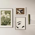 Abstract Painting Wall Decor With Flower Bird Artwork And Geometric Design