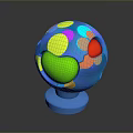 Vibrant Colorful Sphere With Various Colored Circles On Blue Base
