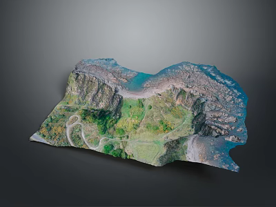 Stunning Natural Landscape With Green Hills Winding Road And Blue Water Views 3d model