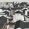 Traditional Chinese Architecture Complex With Neatly Arranged Black White Roofs And Streets