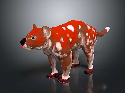 Mythical Creature Character With Red And White Spots Brown Fur Standing Posture 3d model