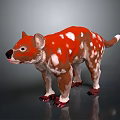 Mythical Creature Character With Red And White Spots Brown Fur Standing Posture
