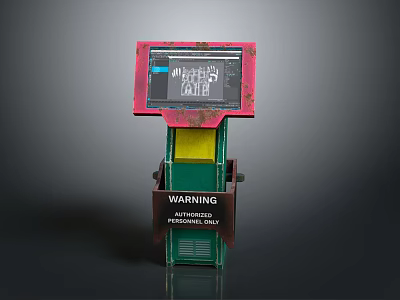 Professional Use Warning Device With Pink Frame Yellow Section Green Base And Digital Screen 3d model