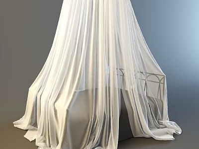 Elegant White Bedroom Ceiling Drapery With Soft Light Fabric And Romantic Design 3d model