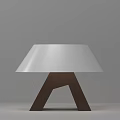 Modern Table Lamp With White Curved Lampshade And Wooden A Shaped Stand