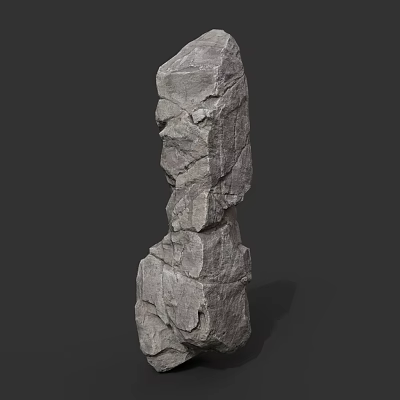 Natural Rock Formation With Rough Textured Surface And Stacked Stone Layers In Natural Scene 3d model